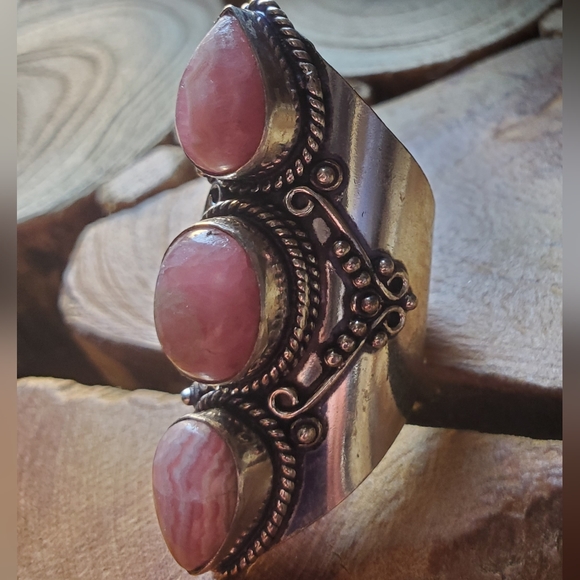 New Rhodochrosite 925 Silver Statement Ring. - Picture 7 of 16